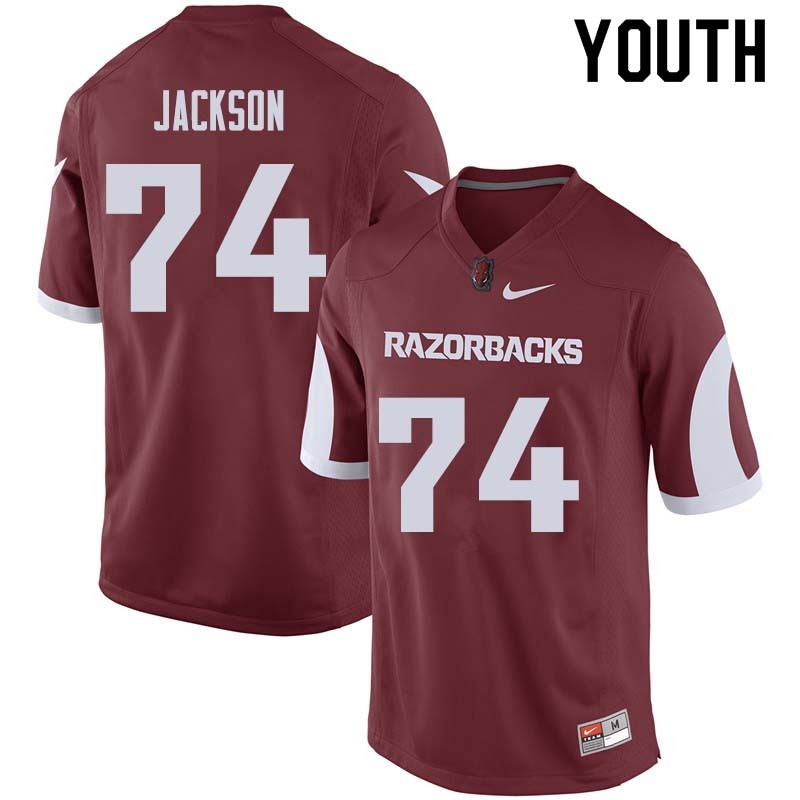 Youth #74 Colton Jackson Arkansas Razorback College Football Jerseys Sale-Cardinal